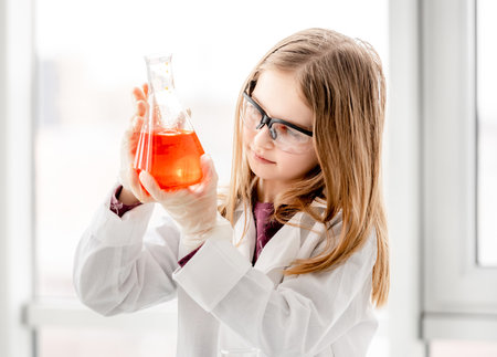 Girl on chemistry lessonの写真素材