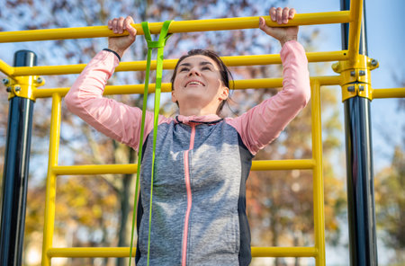 Girl exercising outdoors
