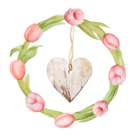 Spring flowers watercolor paintingsの写真素材