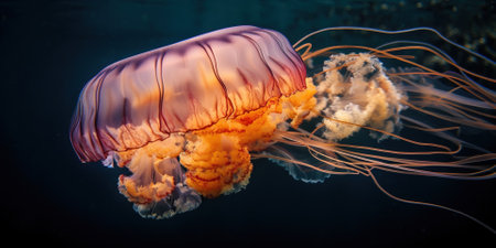 luminous jellyfish in a cold water underwater shoot, generative AIの素材
