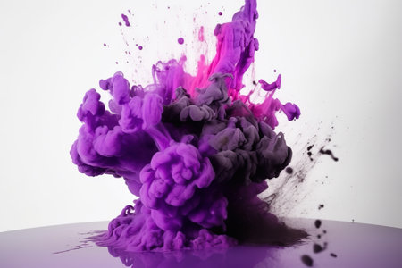 splashes of vivid violet colors paint on a light background, generative AIの素材