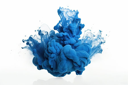 splashes of azure blue color paint isolated on a white background, generative AIの素材
