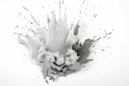 drops and splashes of white paint isolated on a white background, generative AIの素材