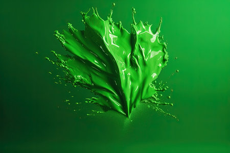 splashes of vivid Electric green color paint on a green background, generative AIの素材