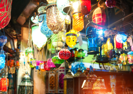 collection of typical Tuskish Lanterns on sale at the marketの写真素材