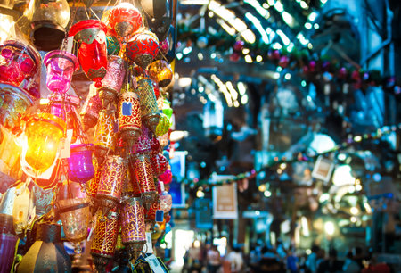 collection of typical Tuskish Lanterns on sale at the marketの写真素材