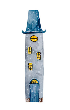 Old Cottage In Winter Is A Hand-Drawn Watercolor Paintingの写真素材