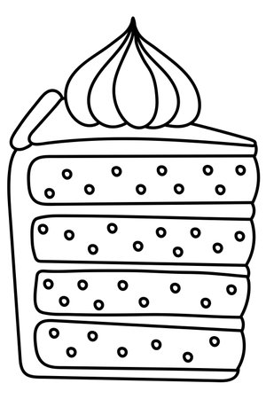 Coloring Page For Kids: Festive Cake Slice Is A Creative Coloring Book Featuring Vector Illustrations Designed To Enhance ChildrenS Creativityのイラスト素材