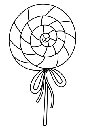 This Coloring Page For Kids, Titled Candy On A Stick, Encourages ChildrenS Creativity Through Creative Coloring Book Featuring Vector Illustrationsのイラスト素材