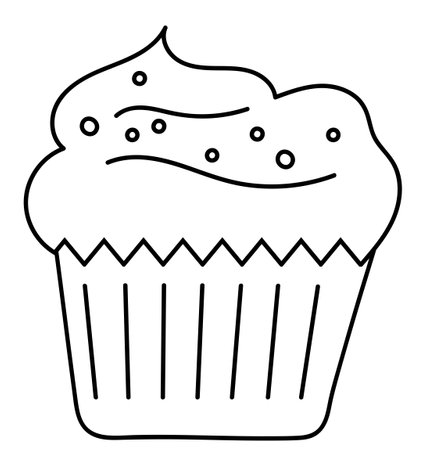 This Coloring Page For Kids, Titled Cupcake For Holiday, Encourages ChildrenS Creativity Through Creative Coloring Book Featuring Vector Illustrationsのイラスト素材