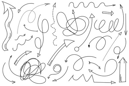 Hand-Drawn Doodle Set Features Arrows And Other Elementsのイラスト素材