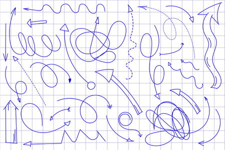 Hand-Drawn Doodle Set Features Arrows And Other Elementsのイラスト素材
