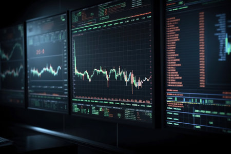 market graphics on screen. Trading concept., generative AIの素材