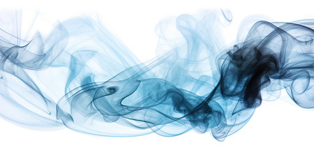 Dark blue smoke creates a mysterious and captivating visual effect, isolated on a white background , generative AIの素材