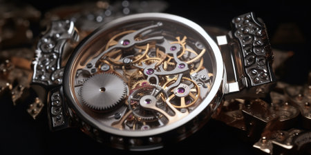Gears Of The Clock Mechanism Close Up Veiwの素材