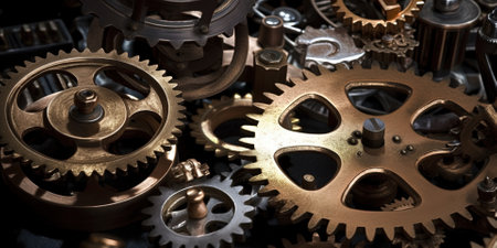 Gears Of The Clock Mechanism Close Up Veiwの素材