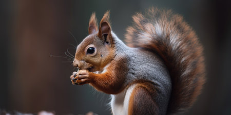 Squirrel Eating Nuts In The Forest, Generative Aiの素材