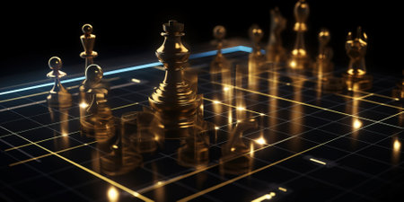 Illustration Of A Holographic Chess Game , Ai Playing Chess Conceptionの素材