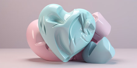 3D Illustration Hearts In Pastel Colors , Concept Of Loveの素材