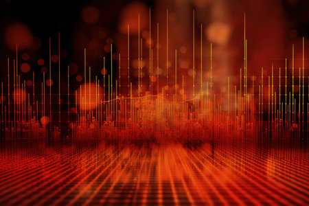 red background of futuristic and modern technology high tech concept of development, generative AIの素材