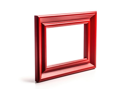 Red modern photo frame on a white background, template for your design or picture , generative AIの素材