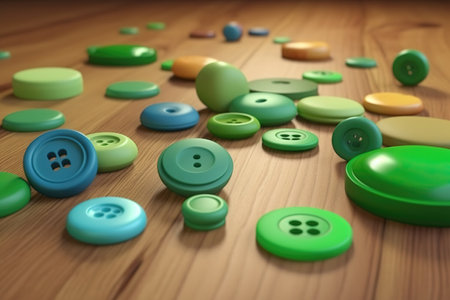 3D buttons with on the floor , generative AIの素材