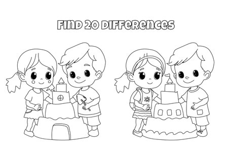 Find 20 Differences In The Coloring Book. Is A Creative Task For Childrenのイラスト素材