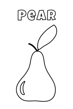 Coloring With Thick Lines For The Smallest Ones, Pear Coloring Pageのイラスト素材