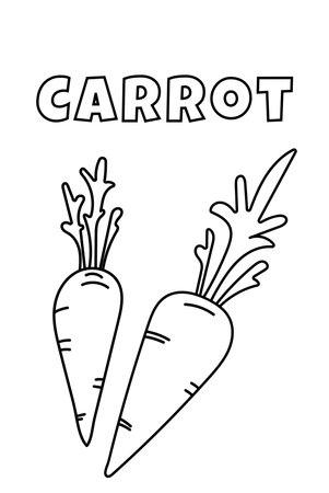 Coloring With Thick Lines For The Smallest Ones, Carrot Coloring Pageのイラスト素材
