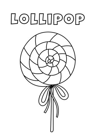 Coloring With Thick Lines For The Little Ones, Lollipop Coloring Pageのイラスト素材