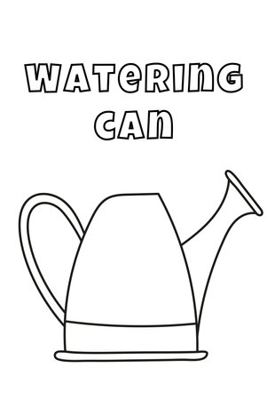 Coloring With Thick Lines For The Little Ones, Watering Can Coloring Pageのイラスト素材