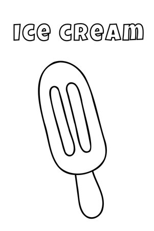Coloring With Thick Lines For The Little Ones, Ice Cream Coloring Pageのイラスト素材