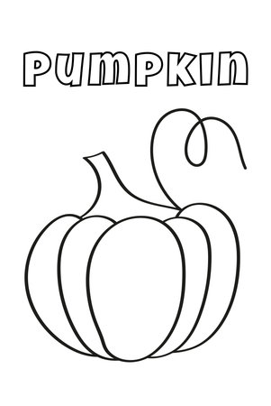 Coloring With Thick Lines For The Little Ones, Pumpkin Coloring Pageのイラスト素材