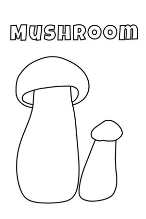 Coloring With Thick Lines For The Little Ones, Mushroom Coloring Pageのイラスト素材