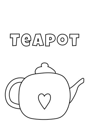 Coloring With Thick Lines For The Little Ones, Teapot Coloring Pageのイラスト素材