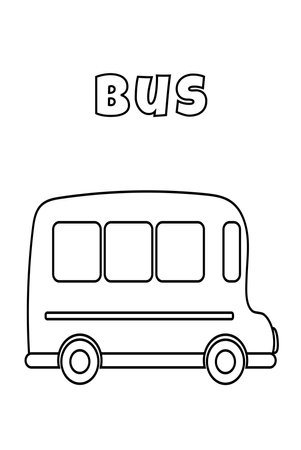 Coloring With Thick Lines For The Little Ones, Bus Coloring Pageのイラスト素材