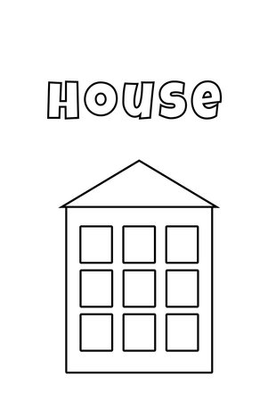 Coloring With Thick Lines For The Little Ones, House Coloring Pageのイラスト素材