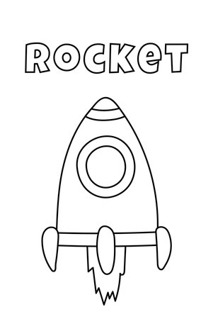 Coloring With Thick Lines For The Little Ones, Rocket Coloring Pageのイラスト素材