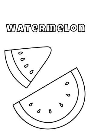 Coloring With Thick Lines For The Little Ones, Watermelon Coloring Pageのイラスト素材