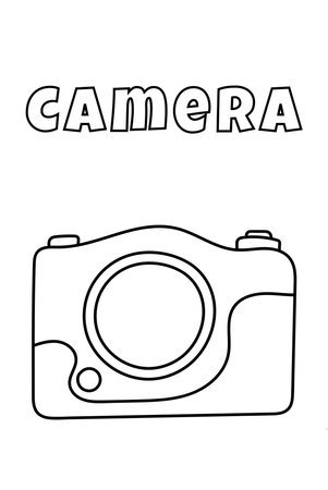 Coloring With Thick Lines For The Little Ones, Camera Coloring Pageのイラスト素材