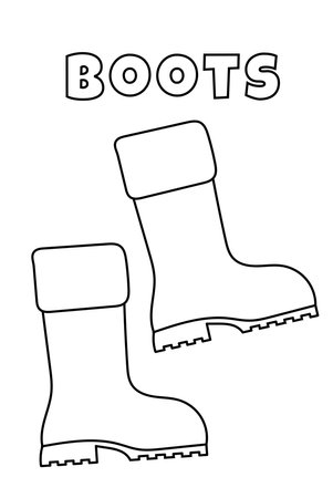 Coloring With Thick Lines For The Little Ones, Boot Coloring Pageのイラスト素材