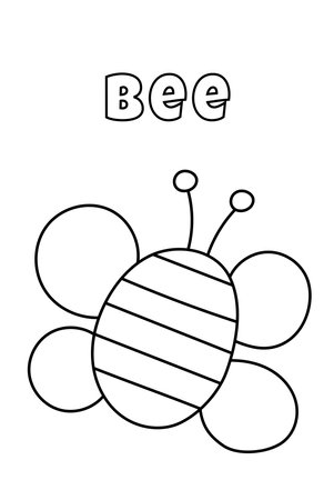 Coloring With Thick Lines For The Little Ones, Bee Coloring Pageのイラスト素材