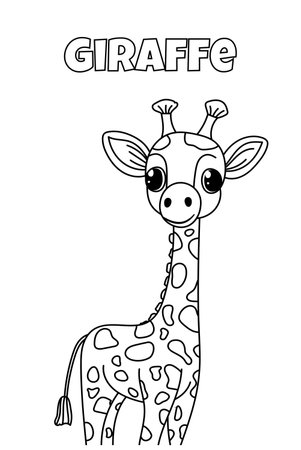 Coloring Book For Kids Features Giraffe-Themed Coloring Pagesのイラスト素材
