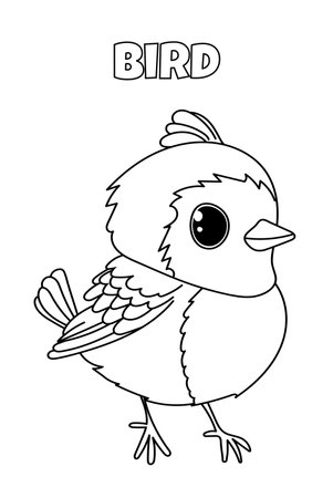 Book Coloring For Kids, Little Bird Page Coloring For Preschoolers, Sparrowのイラスト素材