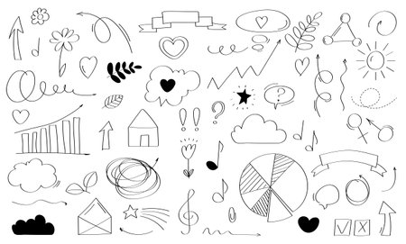 Set Doodles, Arrows, Scribbles And So On, Represent My Artistic Imageのイラスト素材