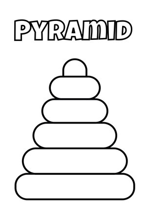 Coloring Page For Toddlers Features Pyramid Toyのイラスト素材