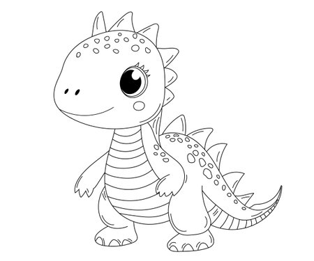 Coloring Page For Kids - Cute Dragon Coloring Book Is An Engaging Activity For Young Onesのイラスト素材