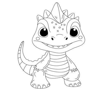 Coloring Page For Kids - Cute Dragon Coloring Book Is An Engaging Activity For Young Onesのイラスト素材