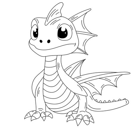 Coloring Page For Kids - Cute Dragon Coloring Book Is An Engaging Activity For Young Onesのイラスト素材