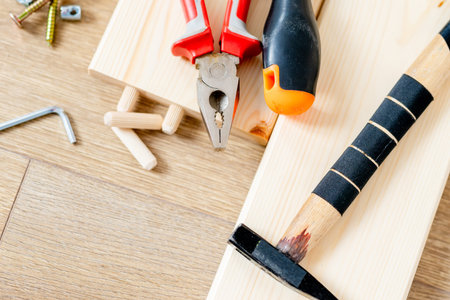 Tools For Assembling Furniture And A Top View